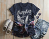 Women's Barber T-Shirt Get Faded Vintage Tee Chair Clippers Barbers Shirt