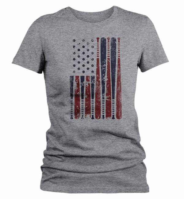 Women's Baseball Flag T Shirt Patriotic Baseball Shirt American Flag Shirt Baseball Gift Idea-Shirts By Sarah