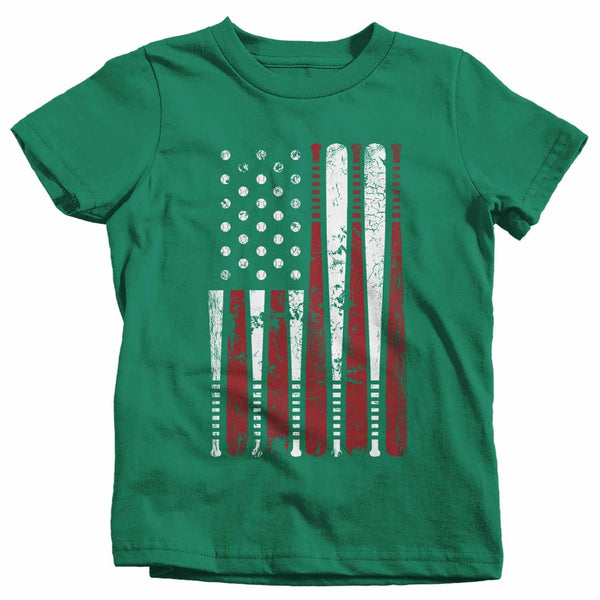 Kids Boy's Girl's Baseball Flag T Shirt Patriotic Baseball Shirt American Flag Shirt Baseball Gift Idea-Shirts By Sarah