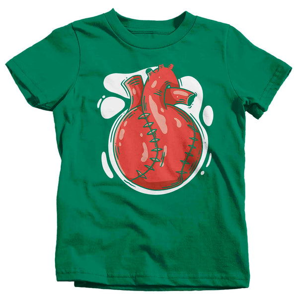 Kids Baseball T Shirt Funny Softball Shirt Heartbeat Heart Bleed Baseball Love Baller TShirt Gift Unisex Soft Graphic Tee Boys Girls-Shirts By Sarah