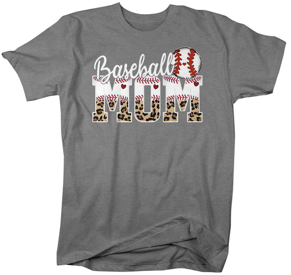 Men's Funny Baseball Mom T Shirt Leopard Print Mom Shirt Baseball Shirt Mother's Day Ball Shirt Baseball Quote Unisex Mom Tee-Shirts By Sarah
