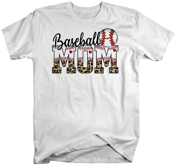 Men's Funny Baseball Mom T Shirt Leopard Print Mom Shirt Baseball Shirt Mother's Day Ball Shirt Baseball Quote Unisex Mom Tee-Shirts By Sarah