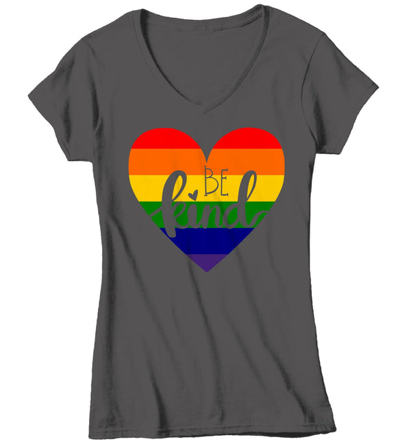 Women's Be Kind LGBT T Shirt LGBT Heart Shirts Rainbow Shirt LGBT Pride T Shirts-Shirts By Sarah
