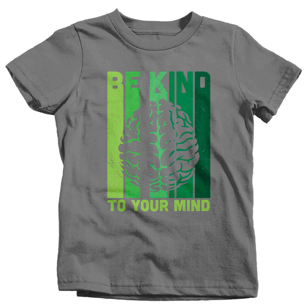 Kids Mental Health T Shirt Green Awareness Shirt Be Kind Tee To Your Mind TShirt Brain Gift Boy's Girl's Graphic Anxiety Depression-Shirts By Sarah