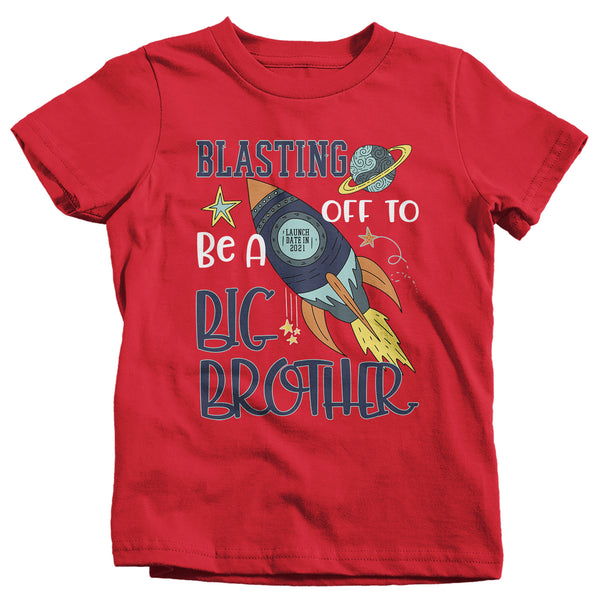 Boy's Big Brother Shirt 2021 Rocket Space Launch 2021 T Shirt Adorable Space Promoted Tee Blast Off-Shirts By Sarah