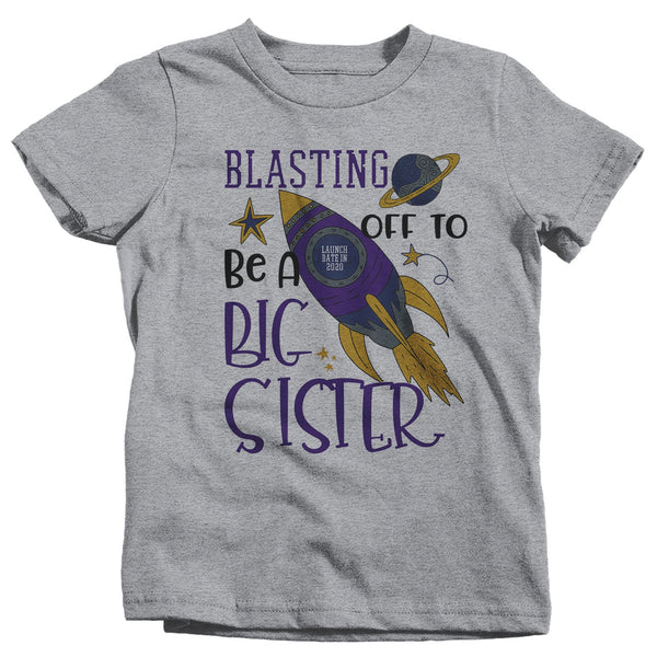 Girl's Big Sister 2020 Shirt Rocket Space Launch 2020 T Shirt Adorable Space Promoted Tee-Shirts By Sarah