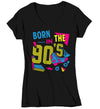 Women's V-Neck Funny Birthday T Shirt Born In The 90's Shirt Fun Gift Grunge Bday Gift Soft Tee 30-ish 30th Graphic Tee Ladies