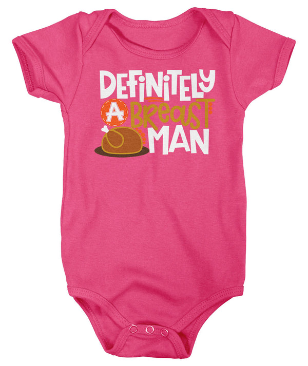 Baby Boy's Funny Breast Man Body Suit Thanksgiving Shirts Turkey Snap Suit Hilarious Breast Baby Creeper Romper-Shirts By Sarah