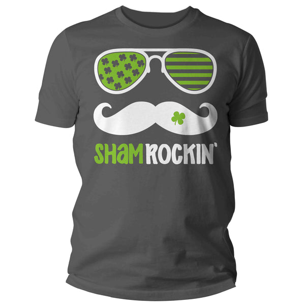 Men's Funny Shamrockin Hipster Shirt St. Patrick's Day T Shirt Shamrock Mustache Tshirt Graphic Tee Streetwear Man Unisex-Shirts By Sarah