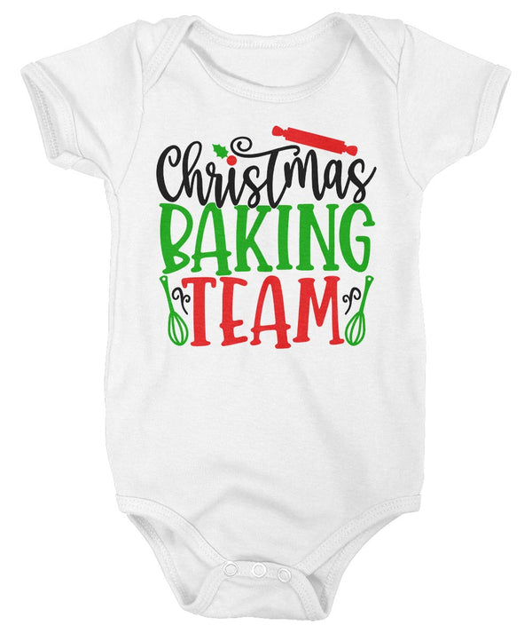 Baby Christmas Bodysuit Christmas Baking Team Matching Xmas Snap Suit Cute Graphic Tee Baker Creeper Boys Girls Infant-Shirts By Sarah