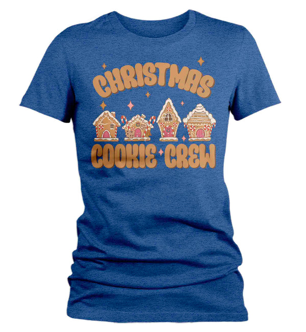 Women's Christmas T Shirt Cookie Crew Matching Retro Xmas Holiday Baking Team Gingerbread House Baker Shirts Cute Graphic Tee Ladies-Shirts By Sarah