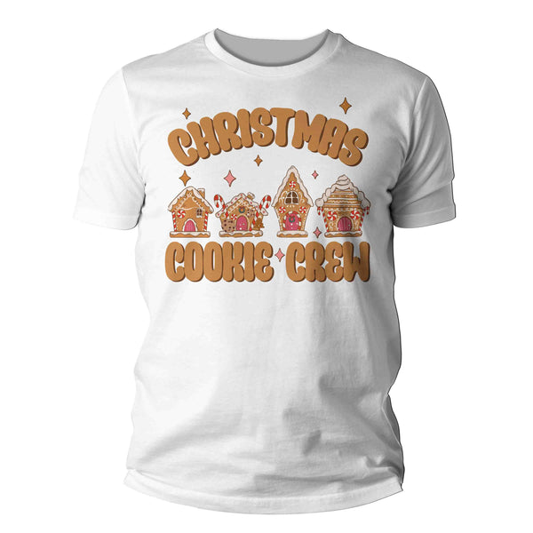 Men's Christmas T Shirt Cookie Crew Matching Retro Xmas Holiday Baking Team Gingerbread House Baker Shirts Cute Graphic Tee Mens Unisex-Shirts By Sarah
