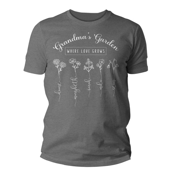 Men's Personalized Grandma Shirt Mother's Day T Shirt Custom Garden Grandchild Grandkid Gift For Mom Grandparents Day Unisex-Shirts By Sarah