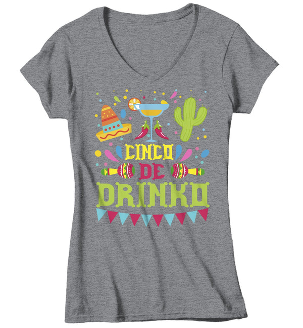 Women's V-Neck Funny Cinco De Mayo T Shirt Cinco De Drinko Shirt Margarita Shirt Funny Drinking Shirt-Shirts By Sarah