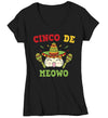 Women's V-Neck Cinco De Mayo T Shirt Cinco De Meowo Shirt Funny Cinco De Mayo Cat Shirt Meowo Shirt Fun Tee