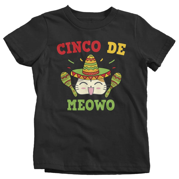 Kids Cinco De Mayo T Shirt Cinco De Meowo Shirt Funny Cinco De Mayo Cat Shirt Meowo Shirt Fun Tee-Shirts By Sarah