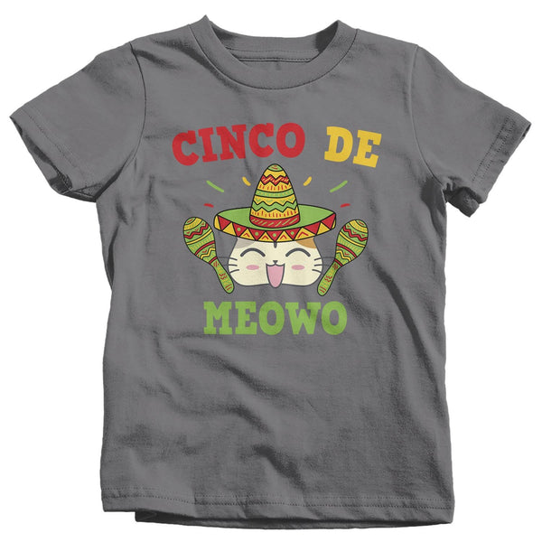 Kids Cinco De Mayo T Shirt Cinco De Meowo Shirt Funny Cinco De Mayo Cat Shirt Meowo Shirt Fun Tee-Shirts By Sarah