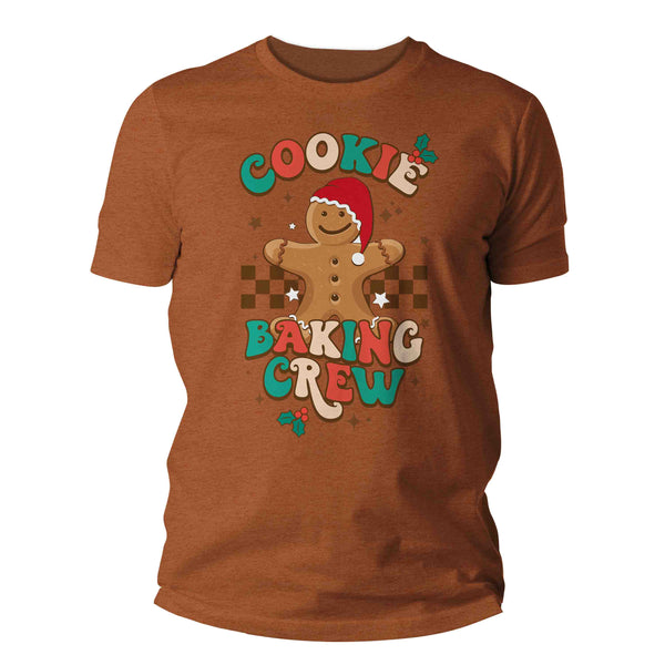 Men's Christmas T Shirt Cookie Baking Crew Matching Xmas Holiday Baking Team Gingerbread Man Shirts Cute Graphic Tee-Shirts By Sarah