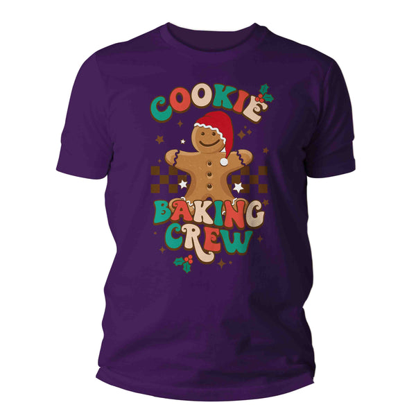 Men's Christmas T Shirt Cookie Baking Crew Matching Xmas Holiday Baking Team Gingerbread Man Shirts Cute Graphic Tee-Shirts By Sarah
