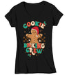 Women's V-Neck Christmas T Shirt Cookie Baking Crew Matching Xmas Holiday Baking Team Gingerbread Shirts Cute Graphic Tee Ladies