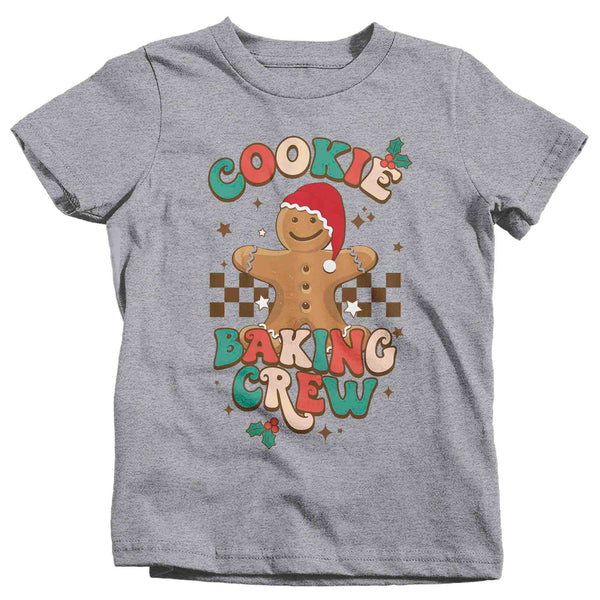 Kids Christmas T Shirt Cookie Baking Crew Matching Xmas Holiday Baking Team Gingerbread Youth Shirts Cute Graphic Tee-Shirts By Sarah