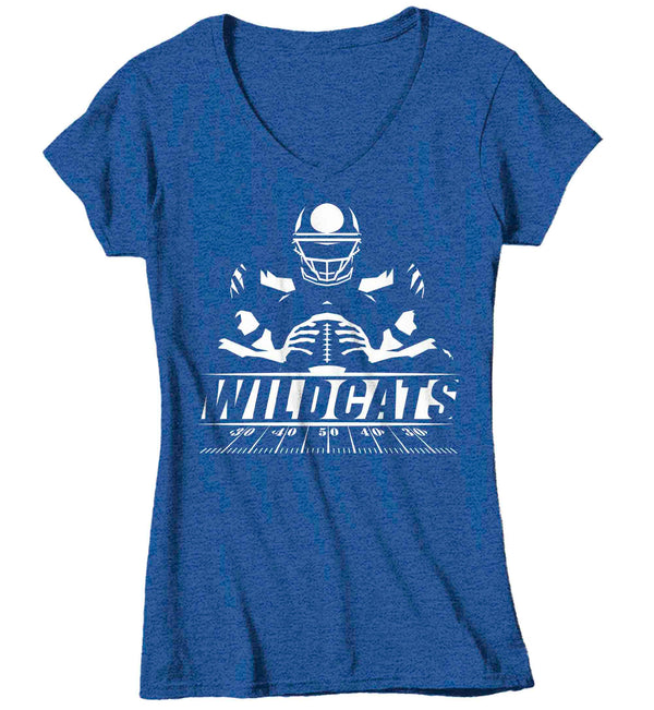 Women's V-Neck Personalized Football T Shirt Custom Football Grandma Shirt Personalized Football Mom Team Pride Custom Ladies Shirts Gift Idea-Shirts By Sarah