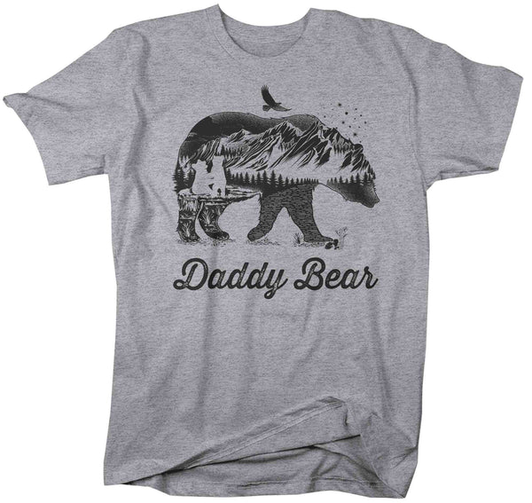 Men's Daddy Bear T Shirt Dad Shirts Hipster Double Exposure Camping Father's Day Streetwear Graphic Unisex Man Tee-Shirts By Sarah