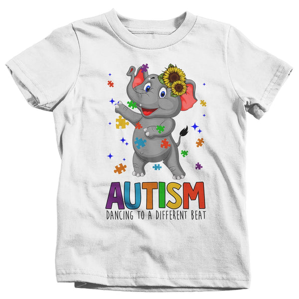 Kids Autism Elephant T Shirt Dancing To Different Beat Autism Shirt Cute Autism T Shirt Autism Awareness Shirt-Shirts By Sarah
