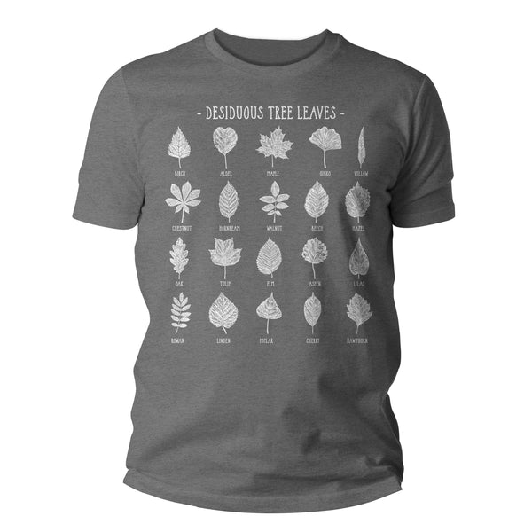 Men's Deciduous Leaves T Shirt Tree Identification Fall Foliage Identify Hiking Hiker Gift Arborist Leaf Shirt Graphic Tee Mens Unisex-Shirts By Sarah