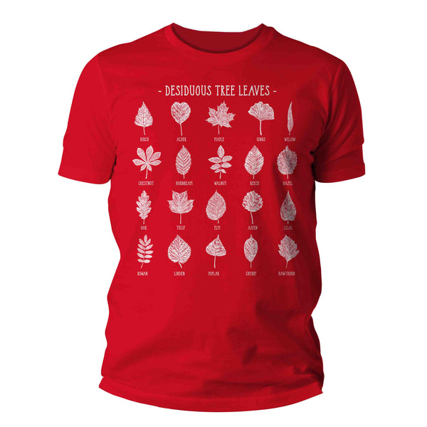 Men's Deciduous Leaves T Shirt Tree Identification Fall Foliage Identify Hiking Hiker Gift Arborist Leaf Shirt Graphic Tee Mens Unisex-Shirts By Sarah