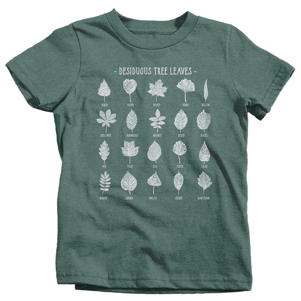 Kids Deciduous Leaves T Shirt Tree Identification Fall Foliage Identify Hiking Hiker Gift Arborist Leaf Shirt Graphic Tee Ladies-Shirts By Sarah