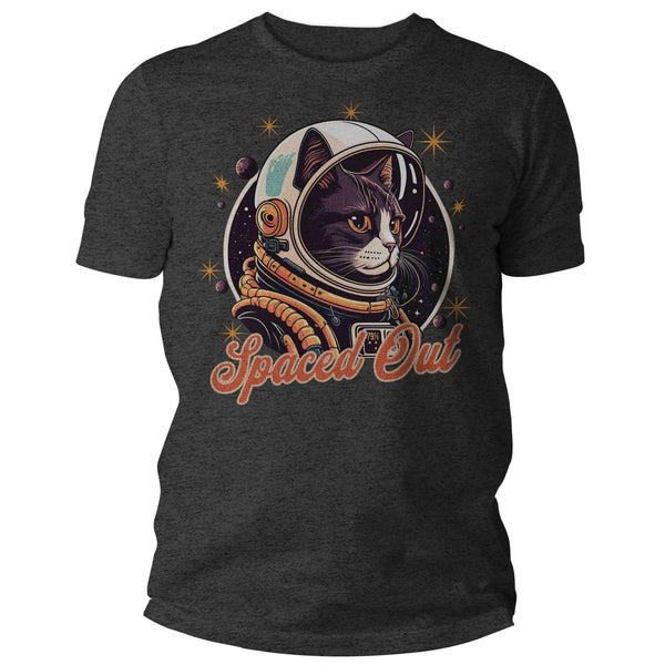 Men's Funny Cat Astronaut Shirt Spaced Out Kitty T Shirt Hipster Space Astronomy Gift Feline Humor Graphic Streetwear Tee Unisex Man-Shirts By Sarah