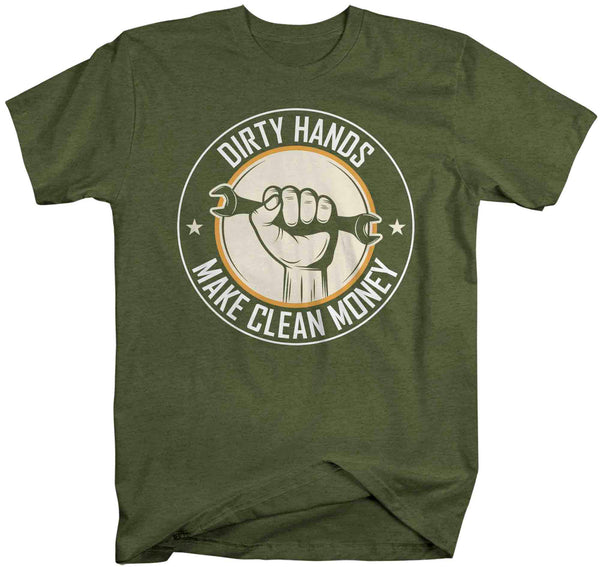 Men's Mechanic T Shirt Dirty Hands Make Clean Money Shirt Garage Wrench Gift Humorous Hilarious Gift Joke Tee Unisex Man-Shirts By Sarah