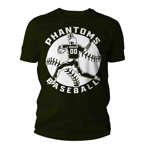 Men's Personalized Baseball Player Shirt Pitcher T Shirt Custom Baseball Graphic Mom Dad Grandpa Grandma Tee Unisex Man-Shirts By Sarah
