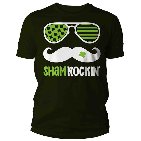 Men's Funny Shamrockin Hipster Shirt St. Patrick's Day T Shirt Shamrock Mustache Tshirt Graphic Tee Streetwear Man Unisex-Shirts By Sarah