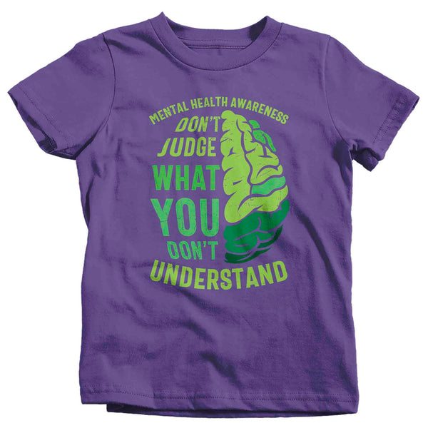 Kids Mental Health T Shirt Green Awareness Shirt Don't Judge Tee Don't Understand TShirt Brain Gift Boy's Girl's Anxiety Depression-Shirts By Sarah