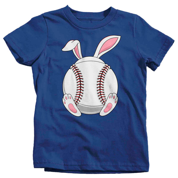 Kids Funny Easter T Shirt Baseball Bunny Shirt Rabbit Ears Feet Baseball Coach Gym Teacher TShirt Gift Easter Tee Boy's Girl's Youth-Shirts By Sarah