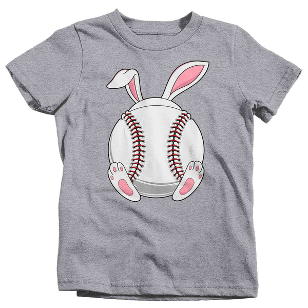 Kids Funny Easter T Shirt Baseball Bunny Shirt Rabbit Ears Feet Baseball Coach Gym Teacher TShirt Gift Easter Tee Boy's Girl's Youth-Shirts By Sarah