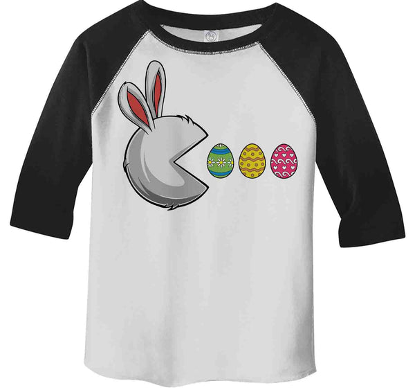 Kids Funny Easter Shirt Easter Bunny Eggs T Shirt Egg Hunter Tshirt Rabbit Graphic Tee Streetwear Boy's Girl's Youth 3/4 Sleeve Raglan-Shirts By Sarah