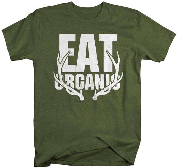 Men's Funny Hunting Shirt Eat Organic Shirt Funny Hunter Gift Deer Hunt Tee Funny Buck TShirt Antlers Unisex Graphic Tee-Shirts By Sarah