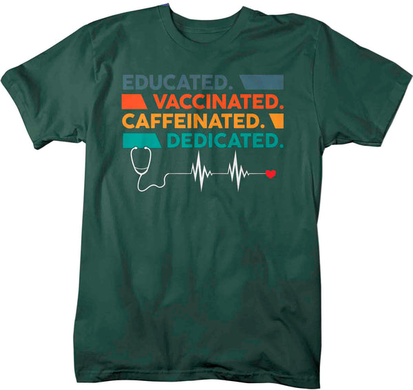 Men's Nurse Shirt Doctor T Shirt Educated Caffeinated Vaccinated Dedicated Gift Medical Professional TShirt Man Unisex Tee-Shirts By Sarah