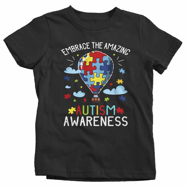 Kids Autism Awareness T Shirt Embrace The Amazing Shirt Hot Air Balloon Shirt Autistic Awareness TShirt-Shirts By Sarah