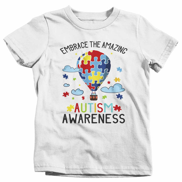 Kids Autism Awareness T Shirt Embrace The Amazing Shirt Hot Air Balloon Shirt Autistic Awareness TShirt-Shirts By Sarah