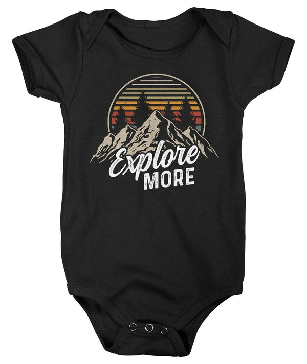 Baby Hiking Bodysuit Hiker Explore More Mountains Snap Suit Hiker Gift Camping Creeper Mountains Snapsuit Infant Boys Girls-Shirts By Sarah