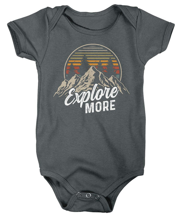 Baby Hiking Bodysuit Hiker Explore More Mountains Snap Suit Hiker Gift Camping Creeper Mountains Snapsuit Infant Boys Girls-Shirts By Sarah
