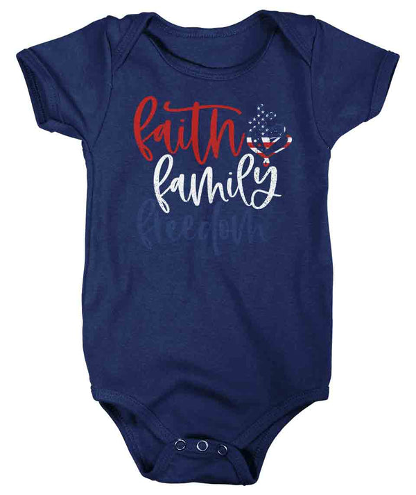 Baby Patriotic Shirt Faith Family Freedom American Flag 4th July Creeper America T-Shirts Memorial Day Bodysuit One Piece-Shirts By Sarah