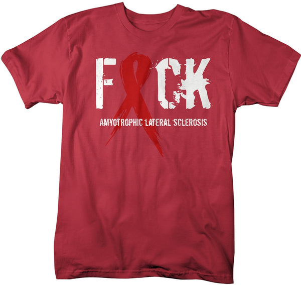 Men's F*ck ALS T-Shirt Red ALS Amyotrophic Lateral Sclerosis Ribbon MS Shirt-Shirts By Sarah