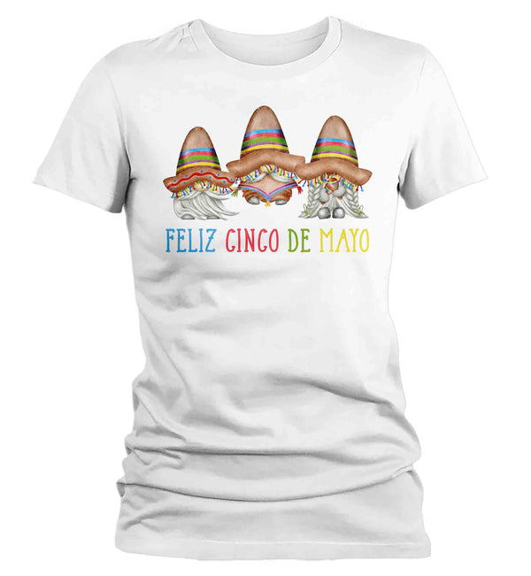Women's Cinco De Mayo Shirt Feliz Cinco De Mayo T Shirt Gnomes Sombrero Graphic Tee Ladies V-Neck Cute Soft Shirt-Shirts By Sarah