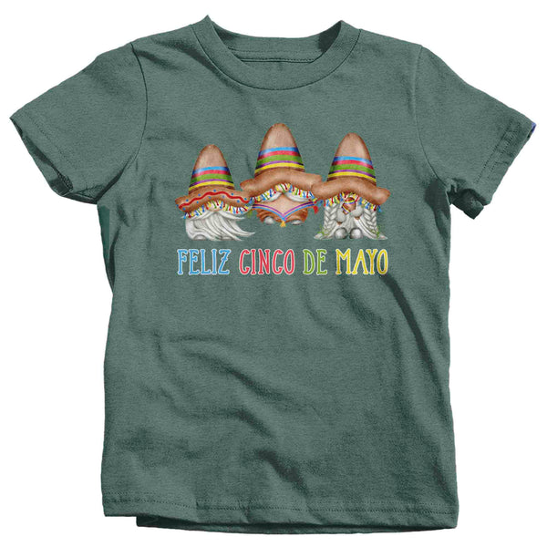 Kids Cinco De Mayo Shirt Feliz Cinco De Mayo T Shirt Gnomes Sombrero Graphic Tee Boy's Girl's Youth Cute Soft Shirt-Shirts By Sarah