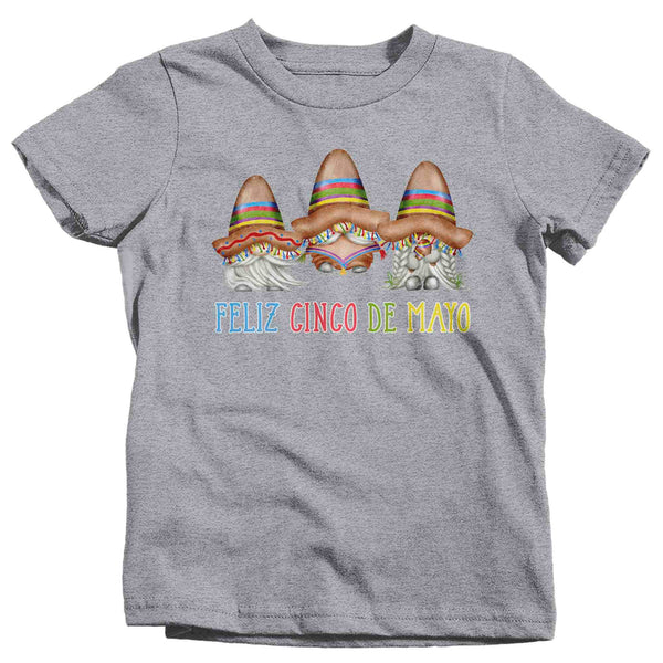 Kids Cinco De Mayo Shirt Feliz Cinco De Mayo T Shirt Gnomes Sombrero Graphic Tee Boy's Girl's Youth Cute Soft Shirt-Shirts By Sarah